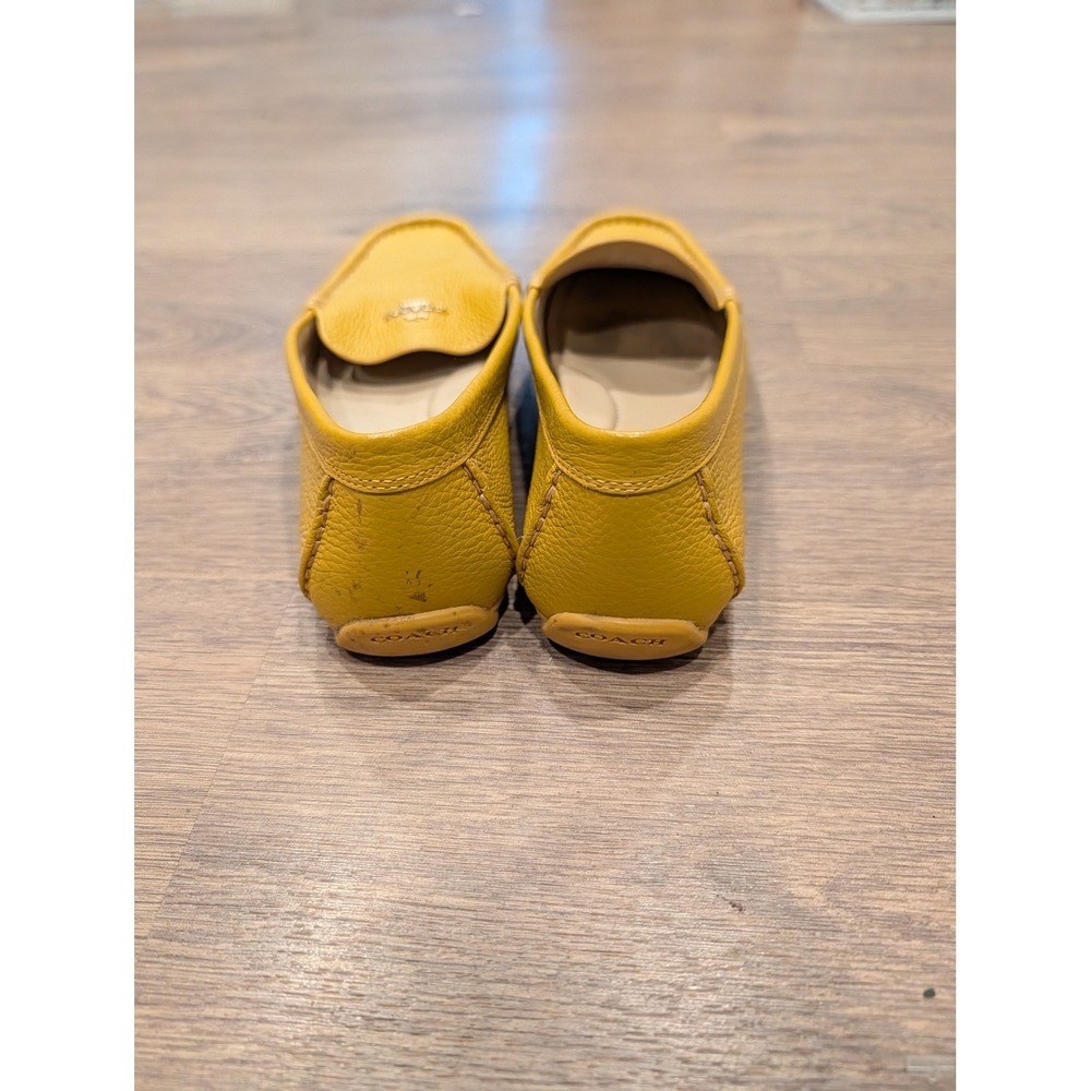 Coach Mustard Yellow Pebbled Leather Loafers Women's 7.5 Quiet Luxury Flats - Picture 4 of 8